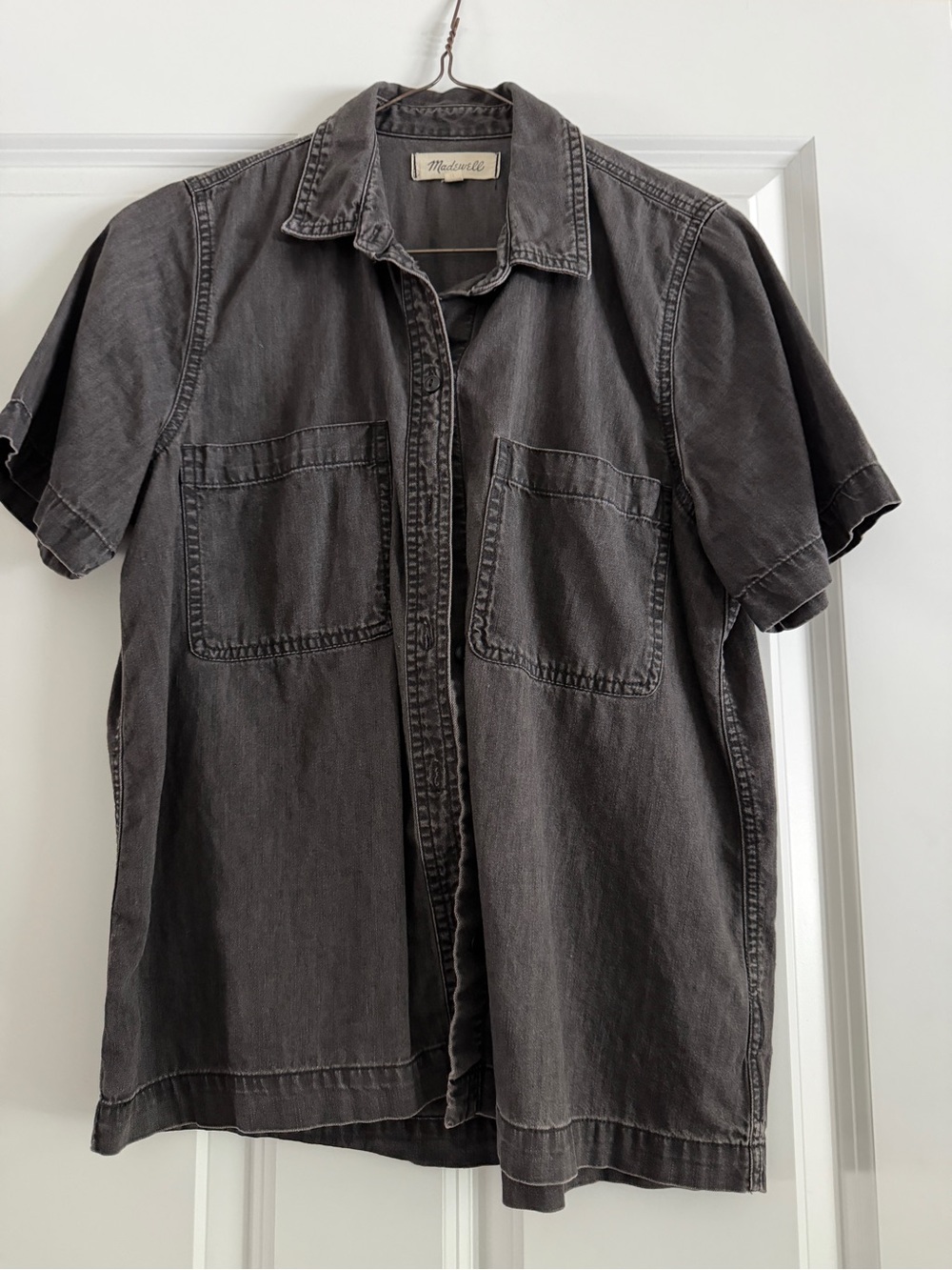 Madewell Washed Charcoal Short-Sleeve Button-Down Shirt
